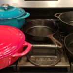 cast iron pans on the stove