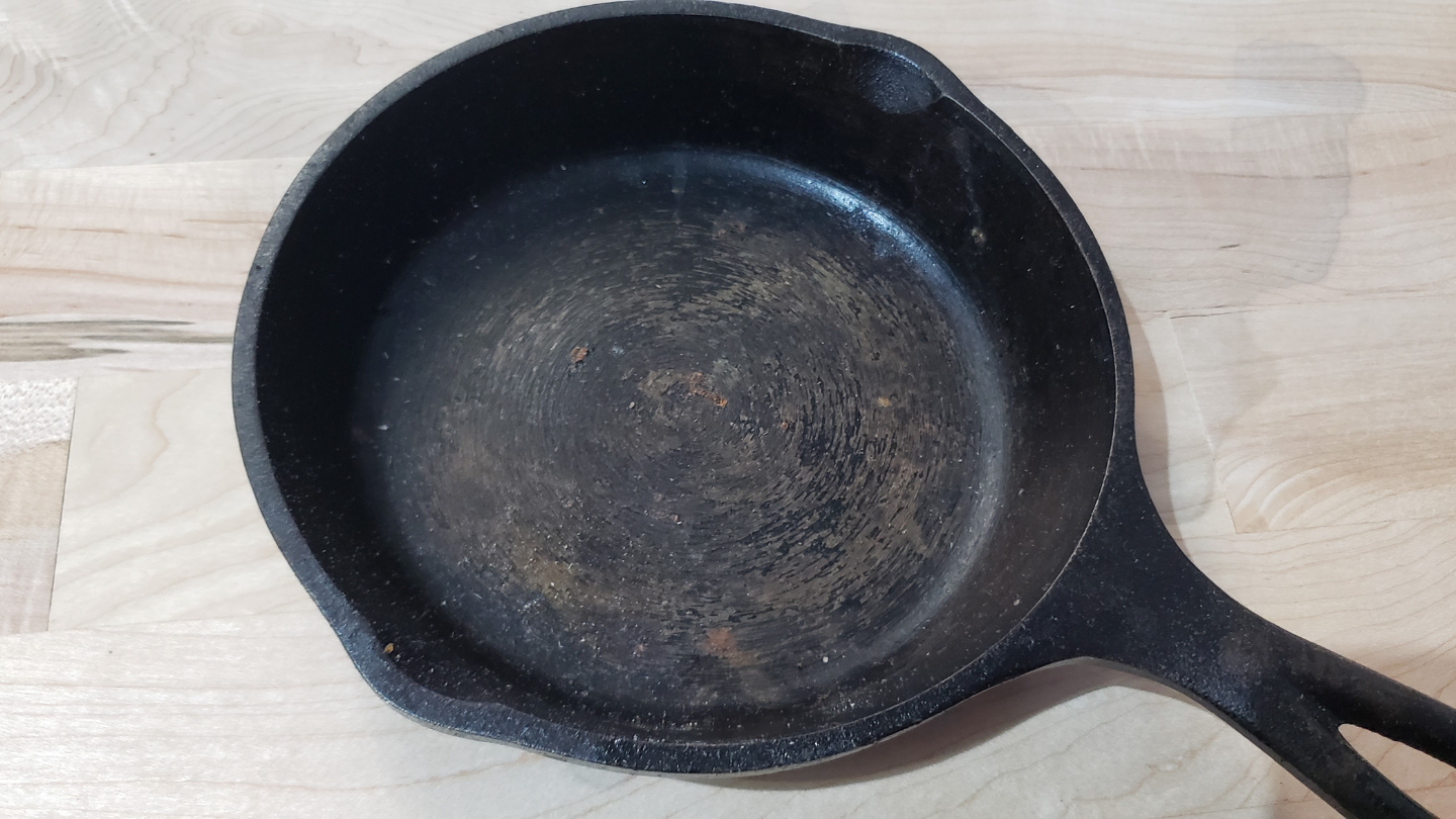 rusting cast iron pan