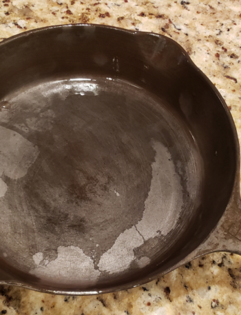 wet cast iron pan