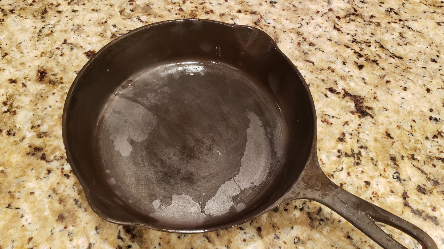 wet cast iron pan