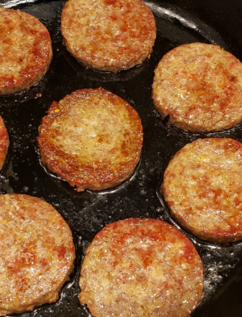 sausage in a cast iron pan