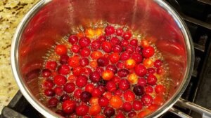whole cranberry sauce in pot