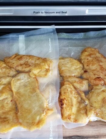 batch fried chicken cutlets vacuum sealed