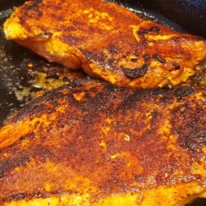 blackened chicken breast in cast iron skillet