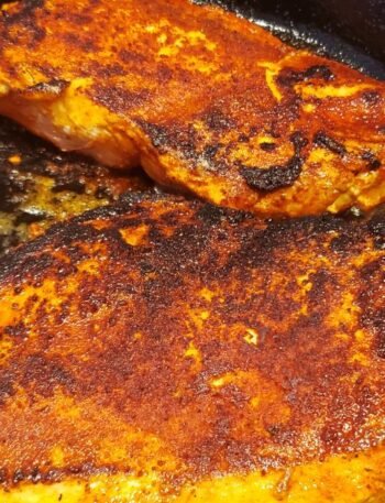 blackened chicken breast in cast iron skillet