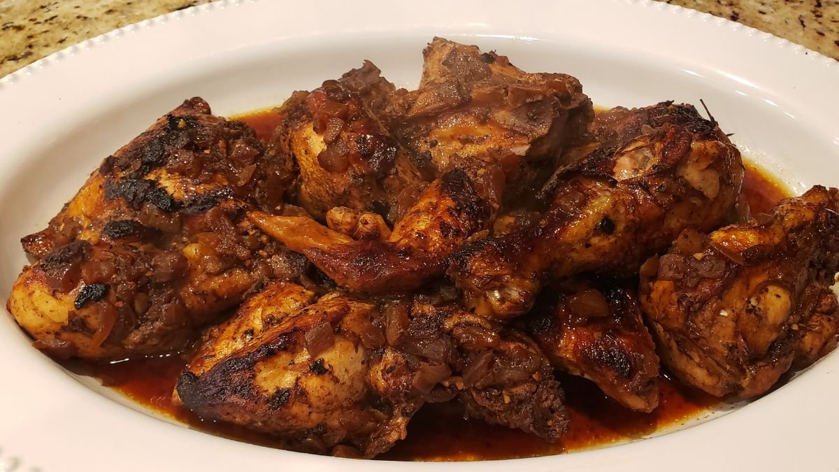 browned stewed chicken