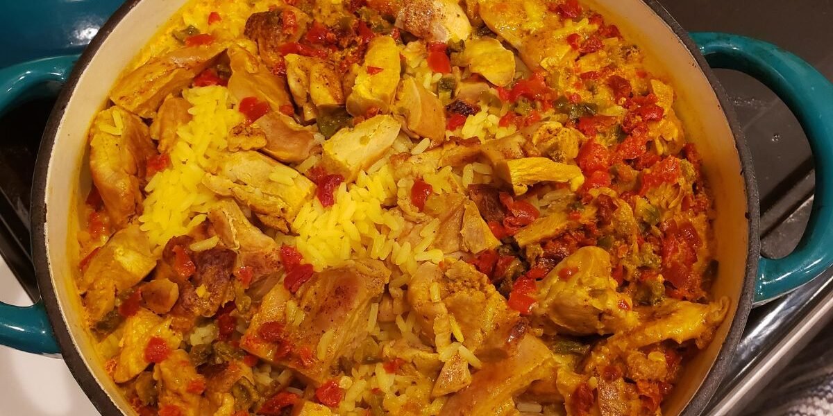 rotisserie chicken and saffron rice