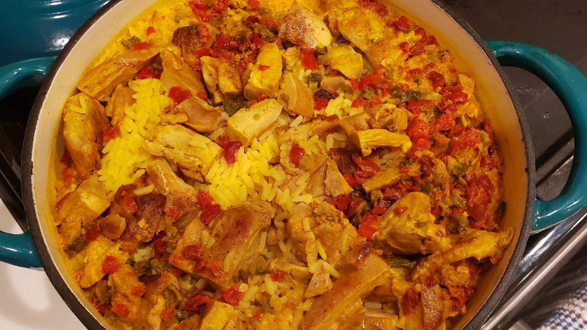 rotisserie chicken and saffron rice