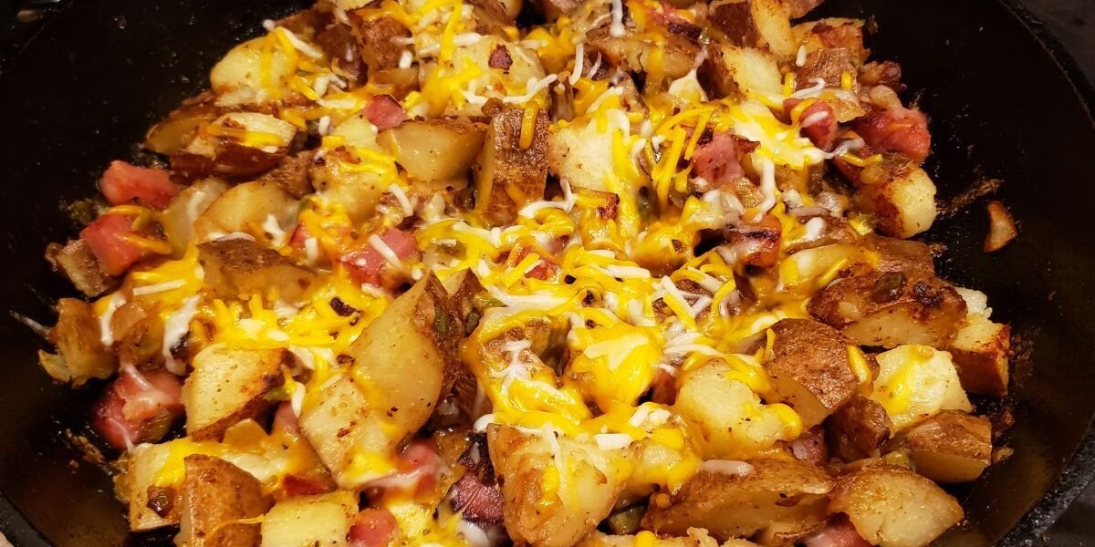 skillet ham hash with cheese