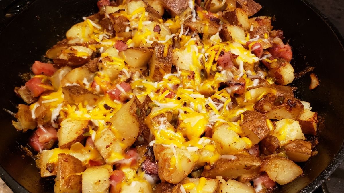 skillet ham hash with cheese