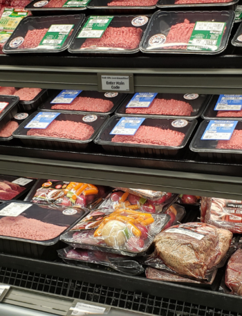 meat counter at grocery store