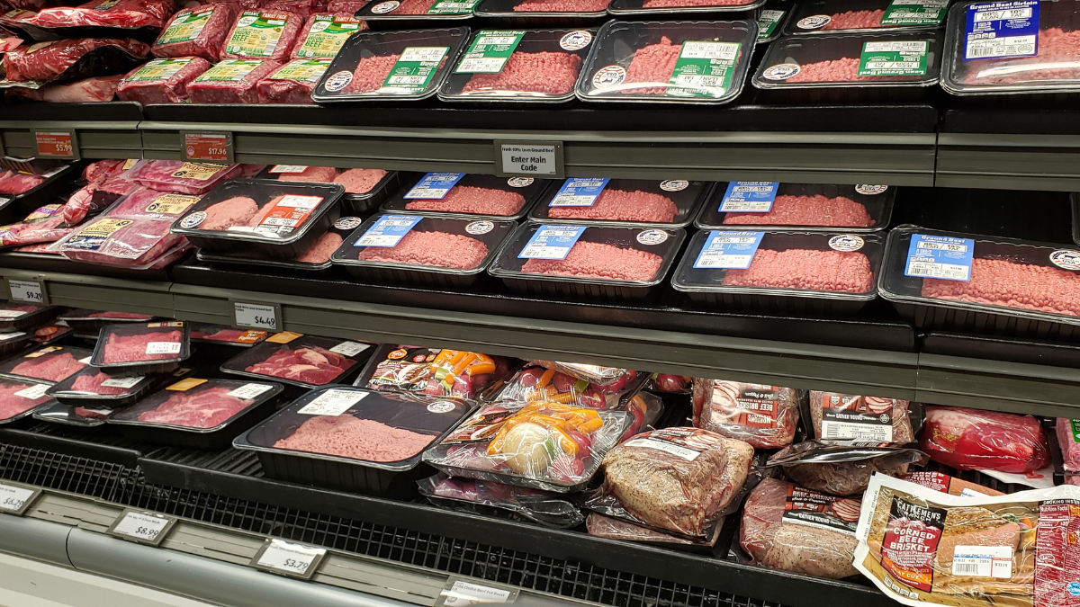 meat counter at grocery store