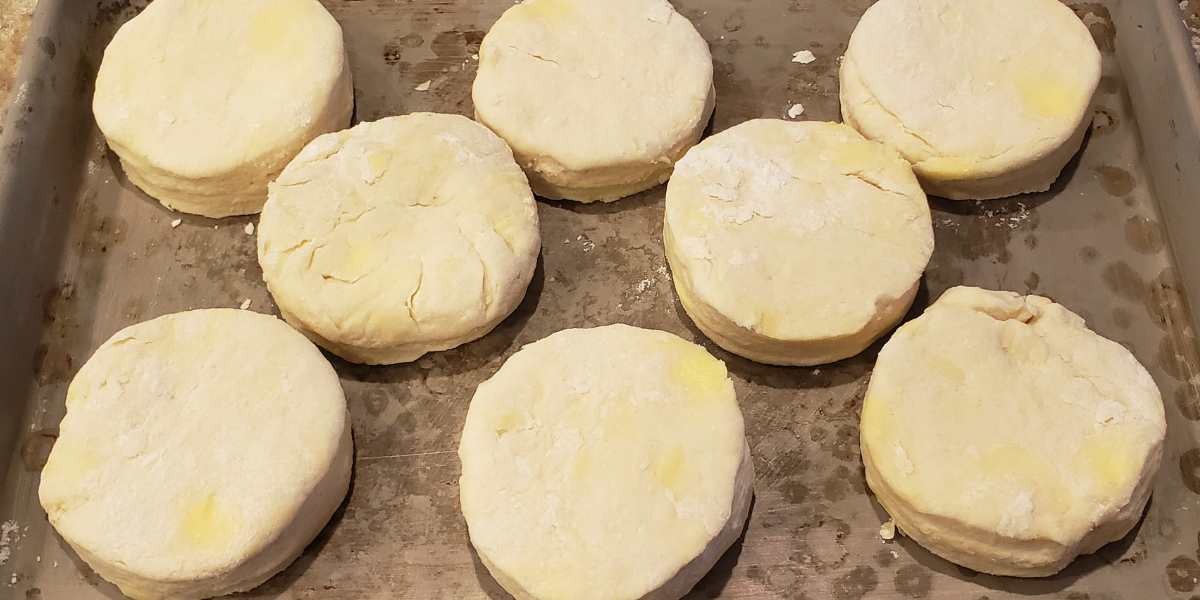 biscuit dough on a sheet pan