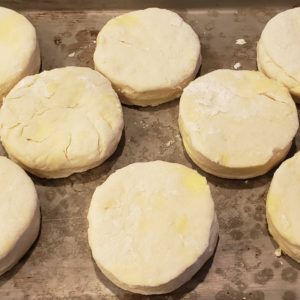 biscuit dough on a sheet pan