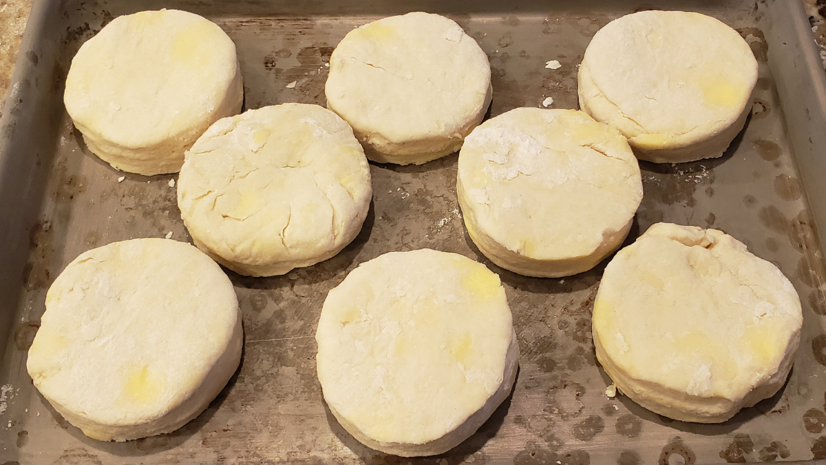 biscuit dough on a sheet pan