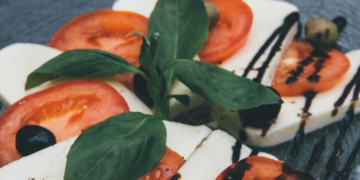 closeup photo of tofu and tomato slices