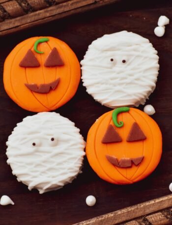 white and orange jack o lantern