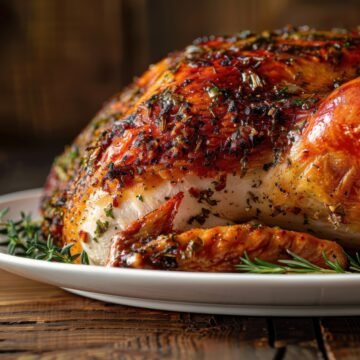 herb roasted turkey on platter